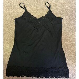 White House Black Market Lace Trimmed Cami Medium Black